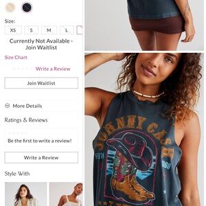 Free people daydreamer faded vintage black Johnny cash tank large